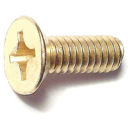 Midwest Fastener #12-24 x 5/8 in Phillips Flat Machine Screw, Brass Plated Steel, 100 PK 51204